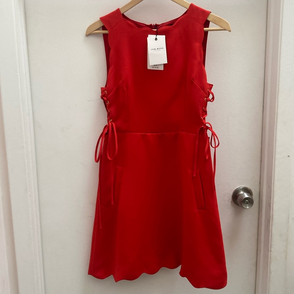 Few Moda new S small red sleeveless summer Dress cocktail party scalloped nwt